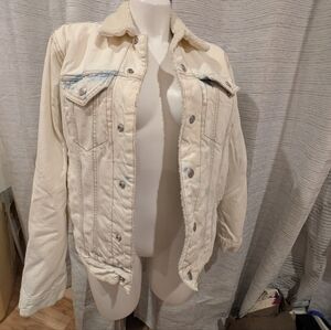 Women's Fleece Lined Light Denim Jacket - M